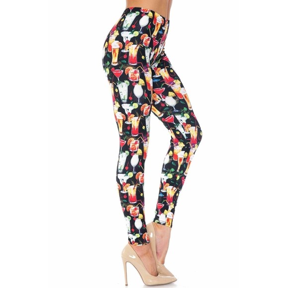 X-Plus Size Womens Creamy Soft Tropical Cocktails Leggings - Picture 5 of 6